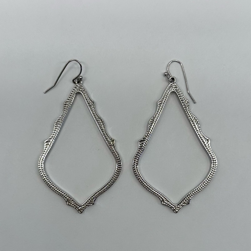 Kendra Scott Sophee Drop Earrings in Silver Hoops Tear Drop Marquise Triangle - Picture 4 of 9